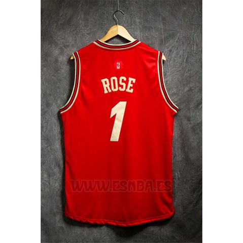 Camiseta Navidad 2015 Chicago Bulls Derrick Rose #1 Rojo